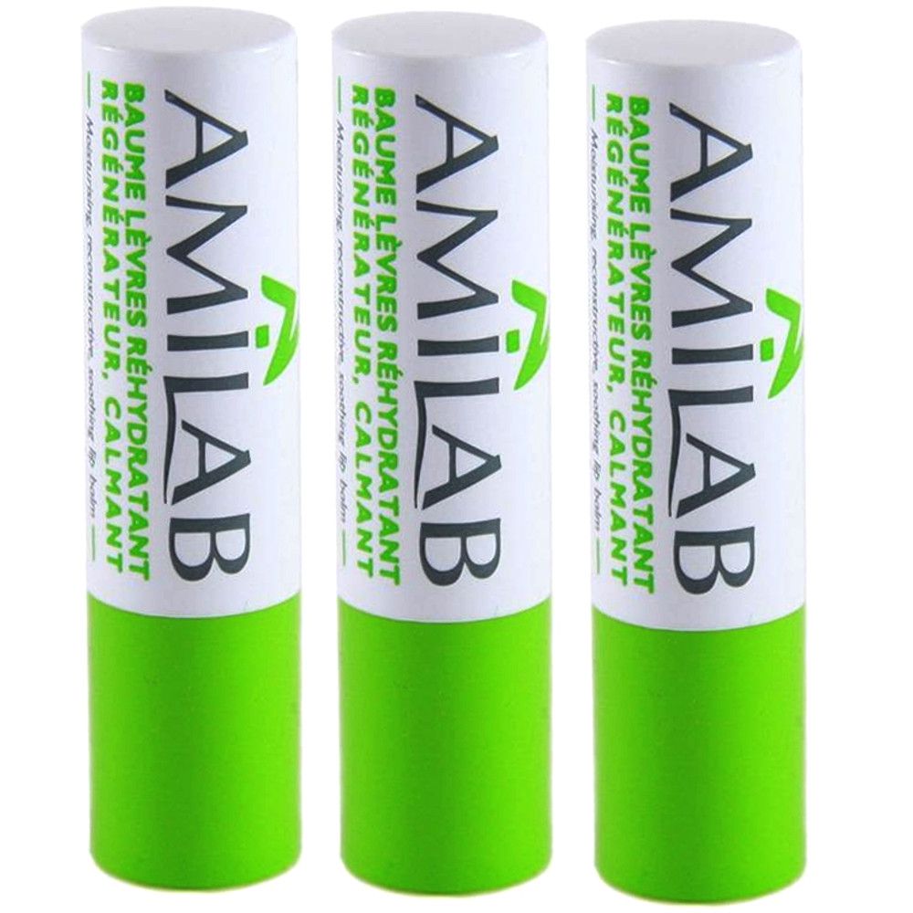Amilab - Baume à lèvre réparateur régénérant calmant - 2 + 1 offert