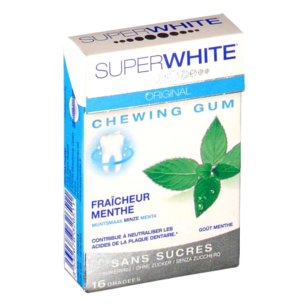 Superwhite - Original chewing gum sans sucres menthe fraîcheur - 16 dragées