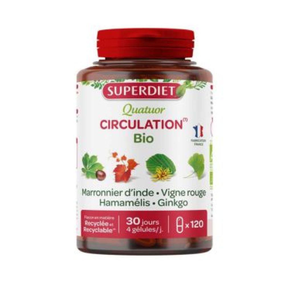 Superdiet - Quatuor complément alimentaire circulation Bio - 120 gélules