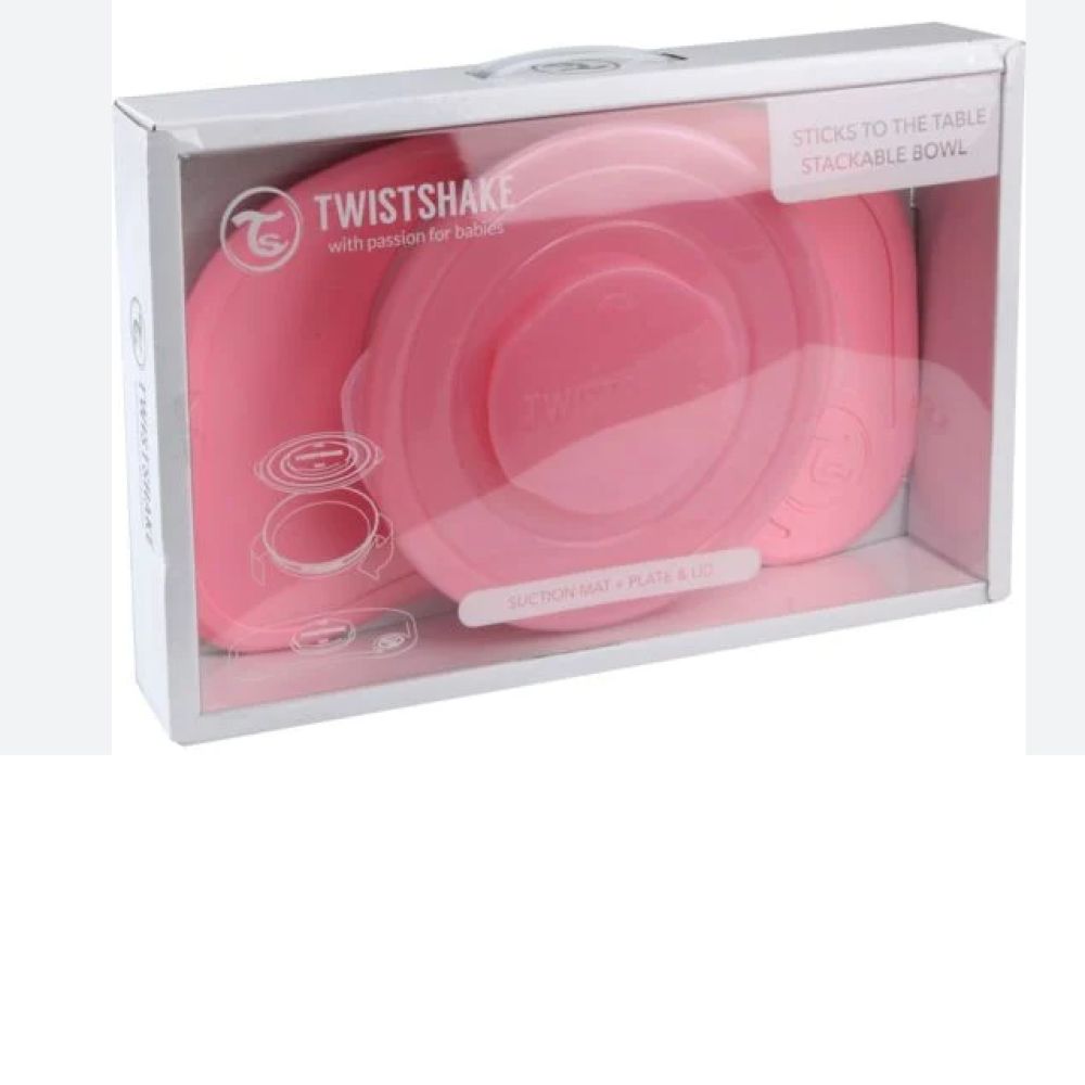 Twistshake - set assiette bol et tapis anti-déeapant +6 mois rose
