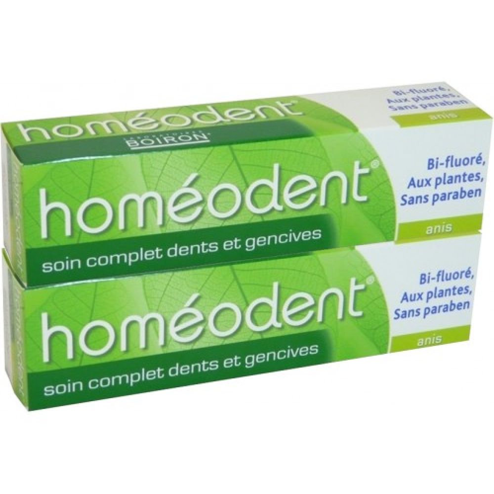 Homéodent - Dentifrice bi-fluoré aux extraits de plantes anis - 2 x 75 ml