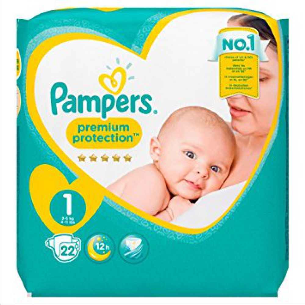 Pampers - Premium protection - taille 1 - 22 couches