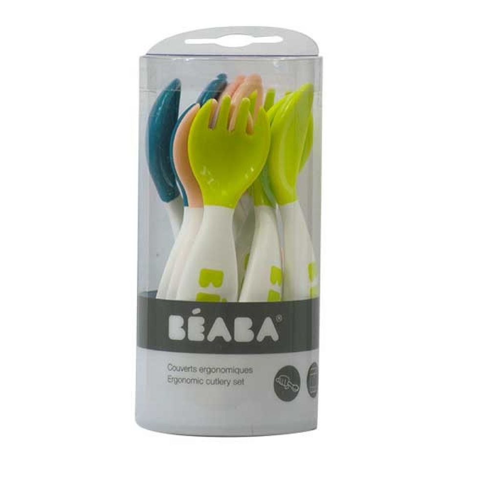 Béaba - Couverts ergonomique 8 m+ - 6 cuillères et 4 fourchettes