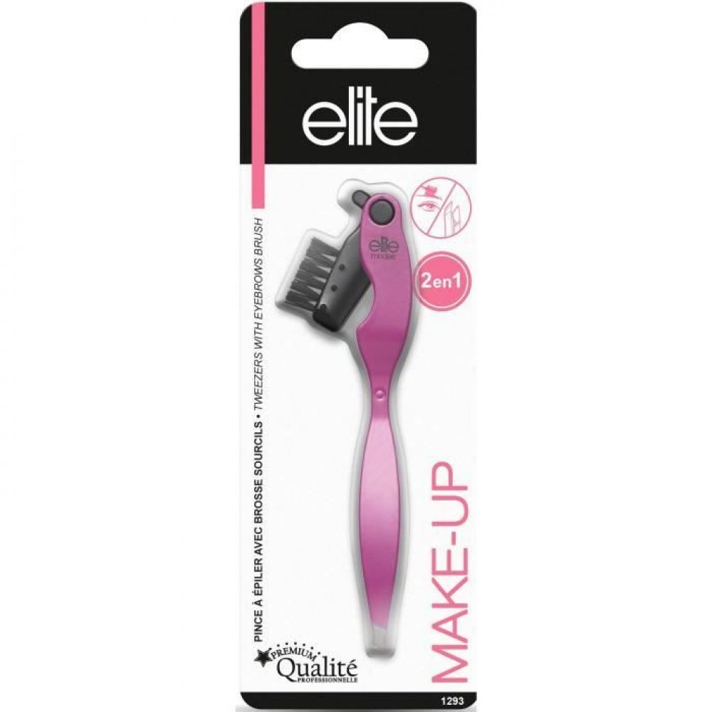 Elite - Pince à épiler avec brosse sourcils - 1 pince à épiler