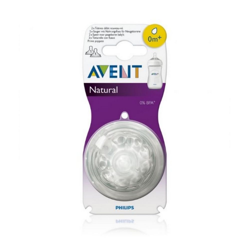 Avent - Tétine Natural débit nouveau né 1 trou - 2 tétines