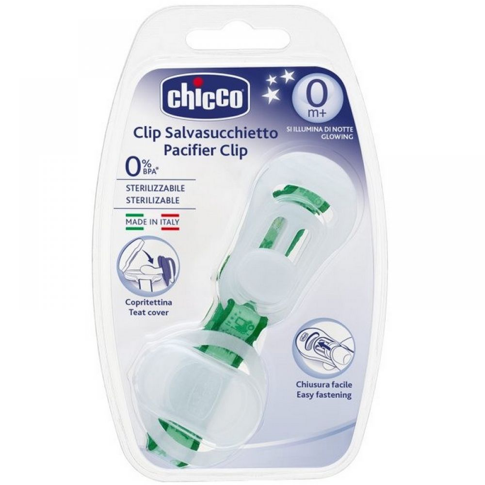 Chicco- Attache sucette ruban avec protège tétine