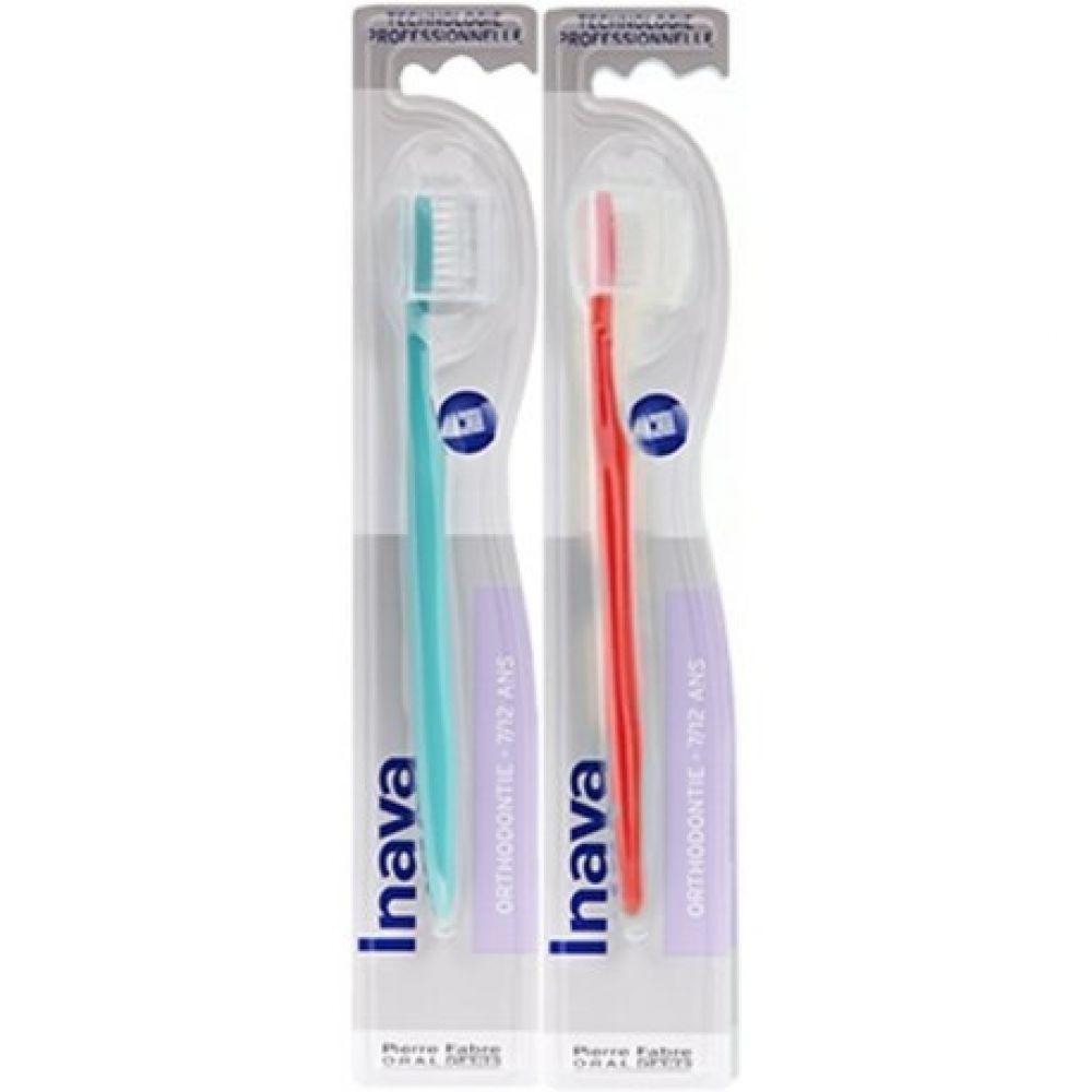 Inava - Brosse à dents orthodontie 7/12 ans - Brosse souple