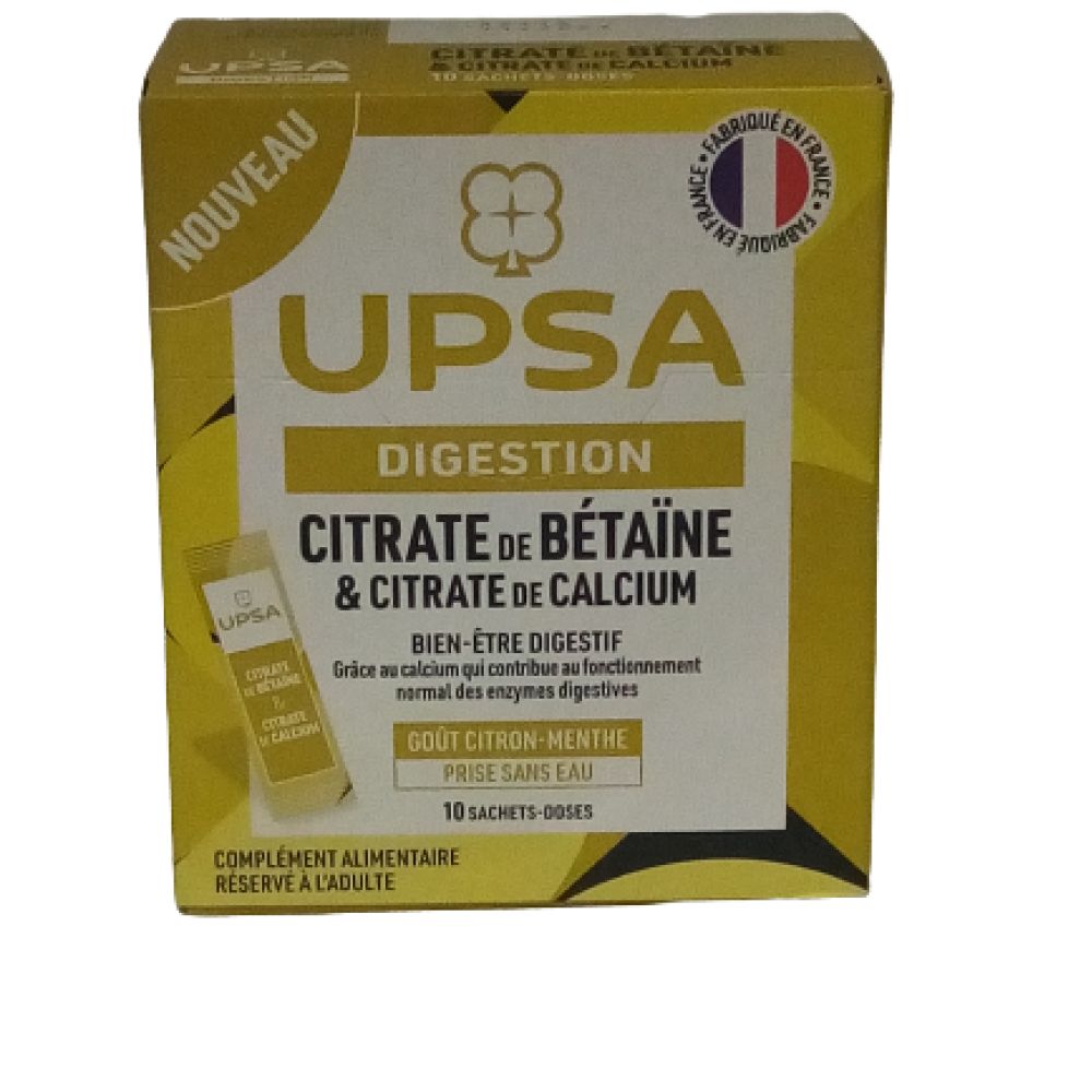 Upsa - Citrate de bétaïne et citrate de calcium 10 sachets