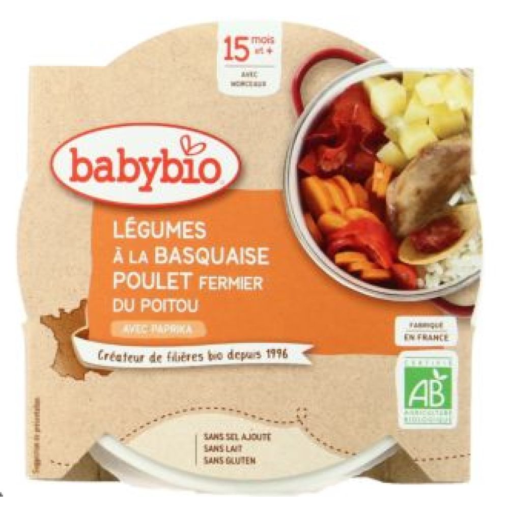 Babybio - Légumes à la Basquaise Poulet fermier du Poitou - dès 15 mois - 260g