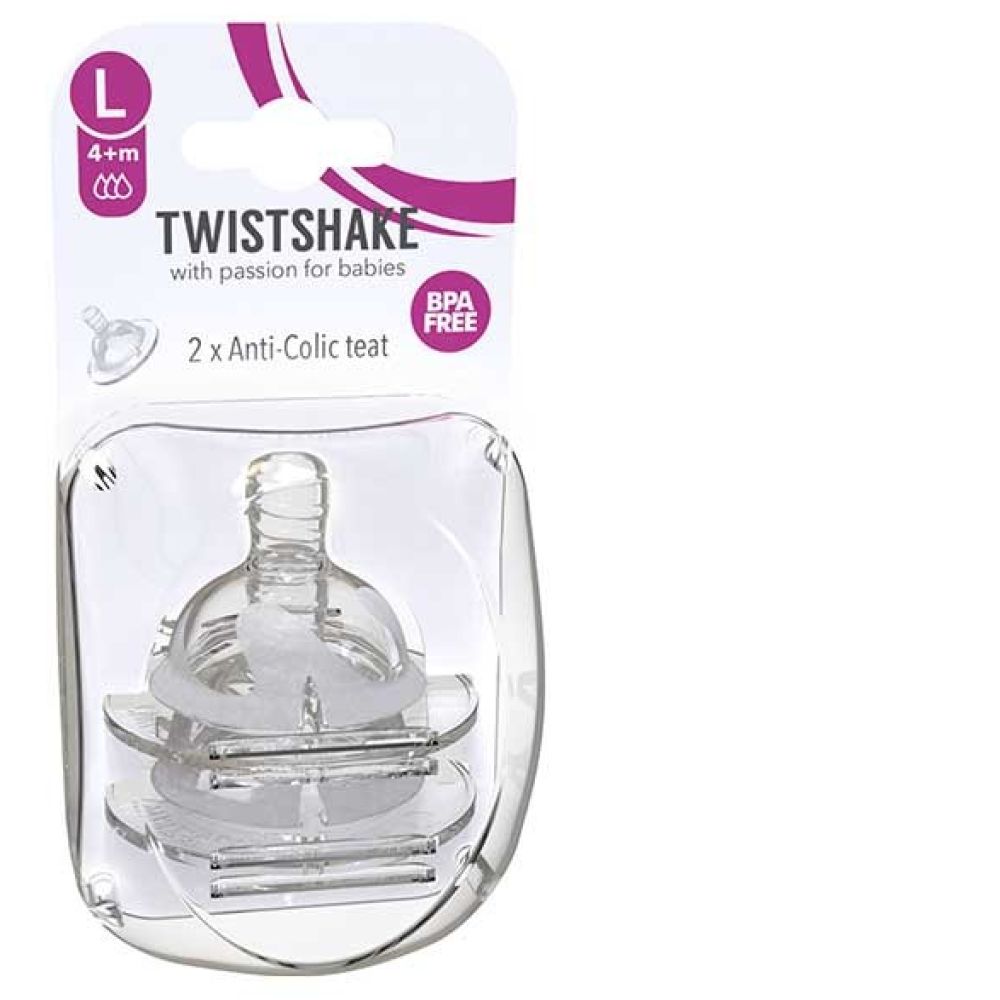 Twistshake - 2 Tétines anti-colique Débit L 4m+