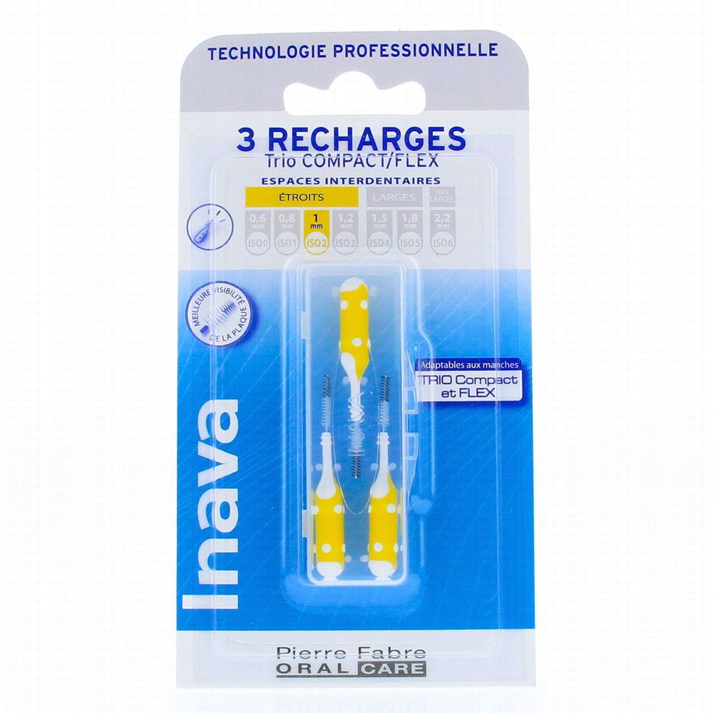 Inava - Brossettes interdentaires 3 recharges jaunes - Étroits 1 mm