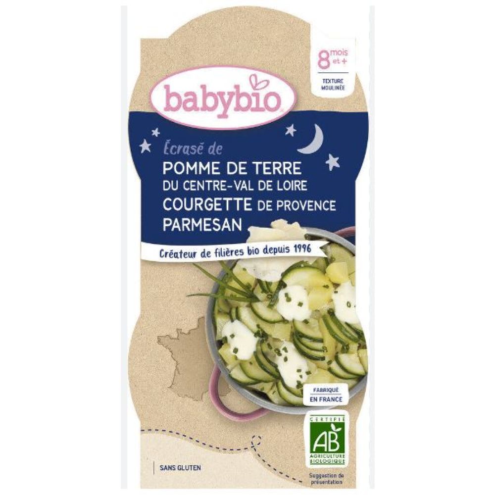 Babybio - Écrasé de pomme de terre, courgette de Provence, Parmesan - dès 8 mois - 2x200g