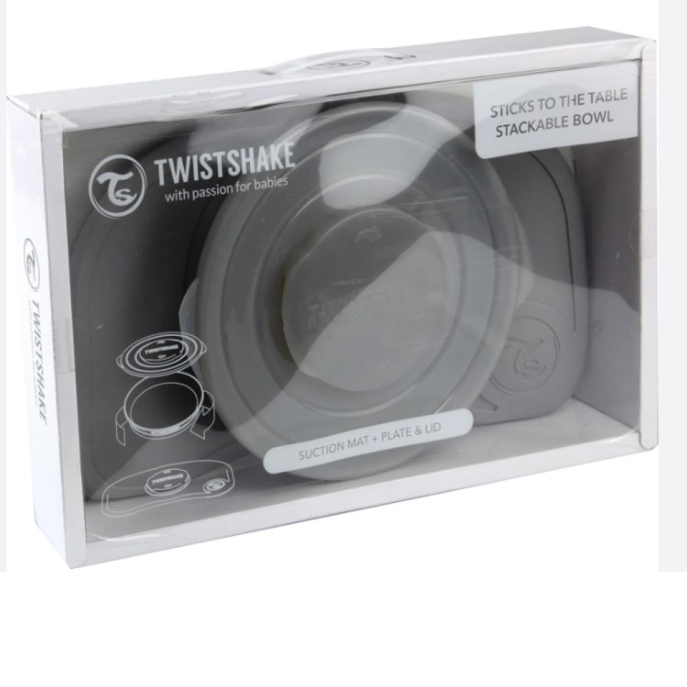 Twistshake - Assiette plateau enfant support antidérapant mini 6 m+ gris