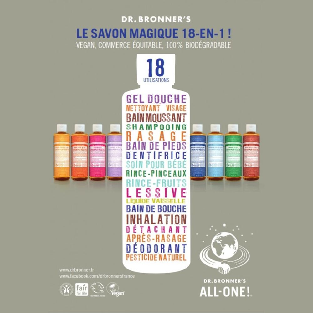 Dr. Bronner's - Savon liquide pure végétal 18-en-1 - Agrumes et Orange