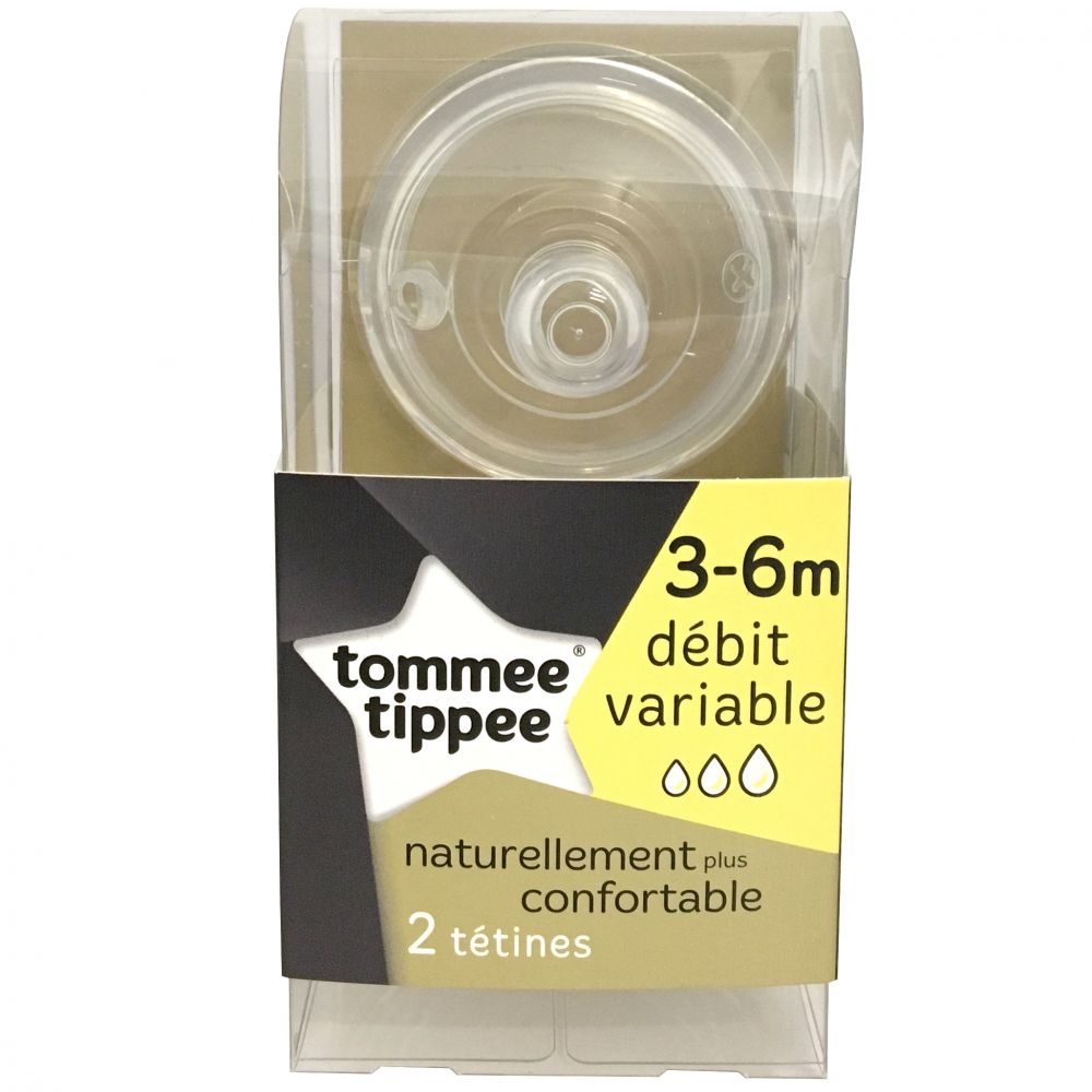 Tommee Tipee - 2 Tétines naturellement confortable 3-6m débit variable