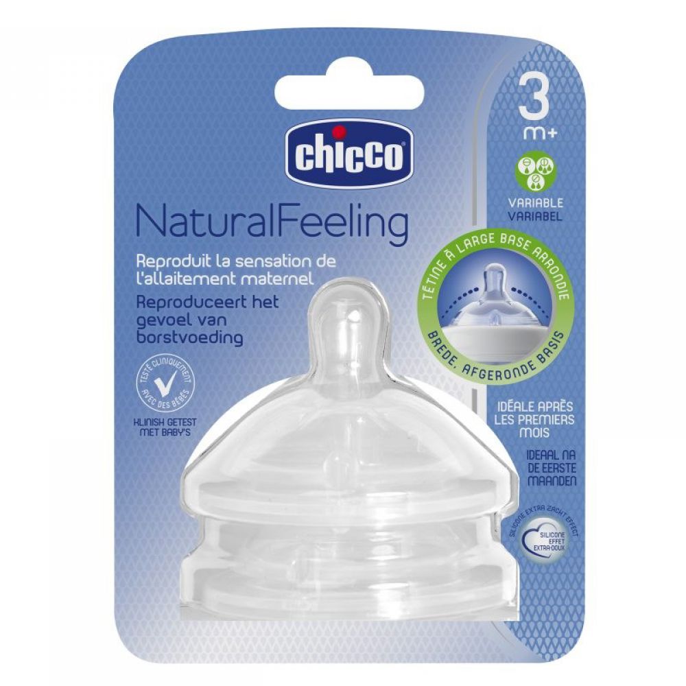 Chicco - Tétine NaturalFeeling droite 3 mois à Flux variable