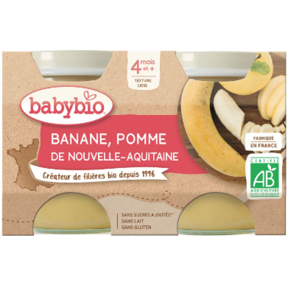 Babybio - Pomme d'Aquitaine Banane - dès 4 mois - 2x130g