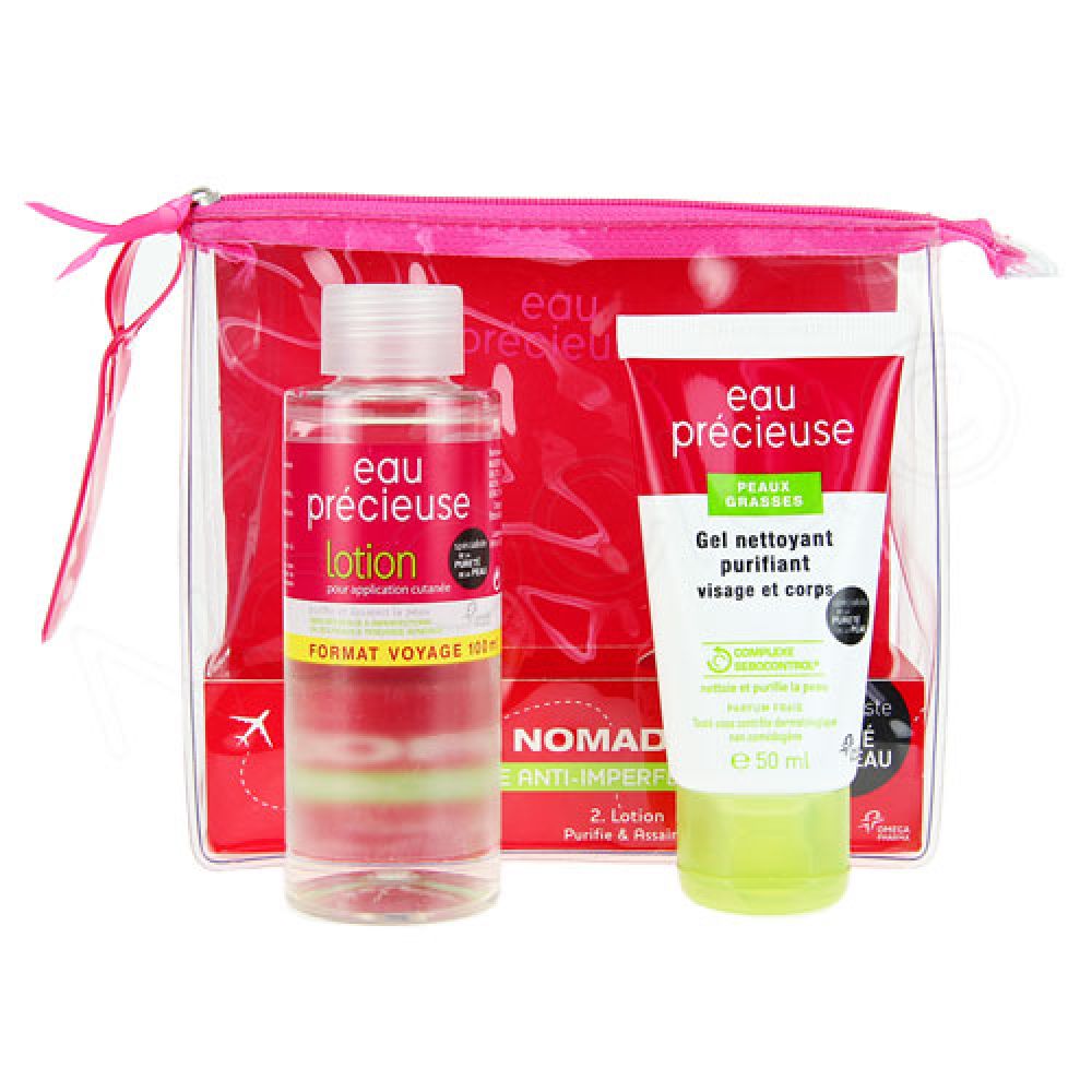 Eau précieuse - Trousse format voyage lotion + gel nettoyant