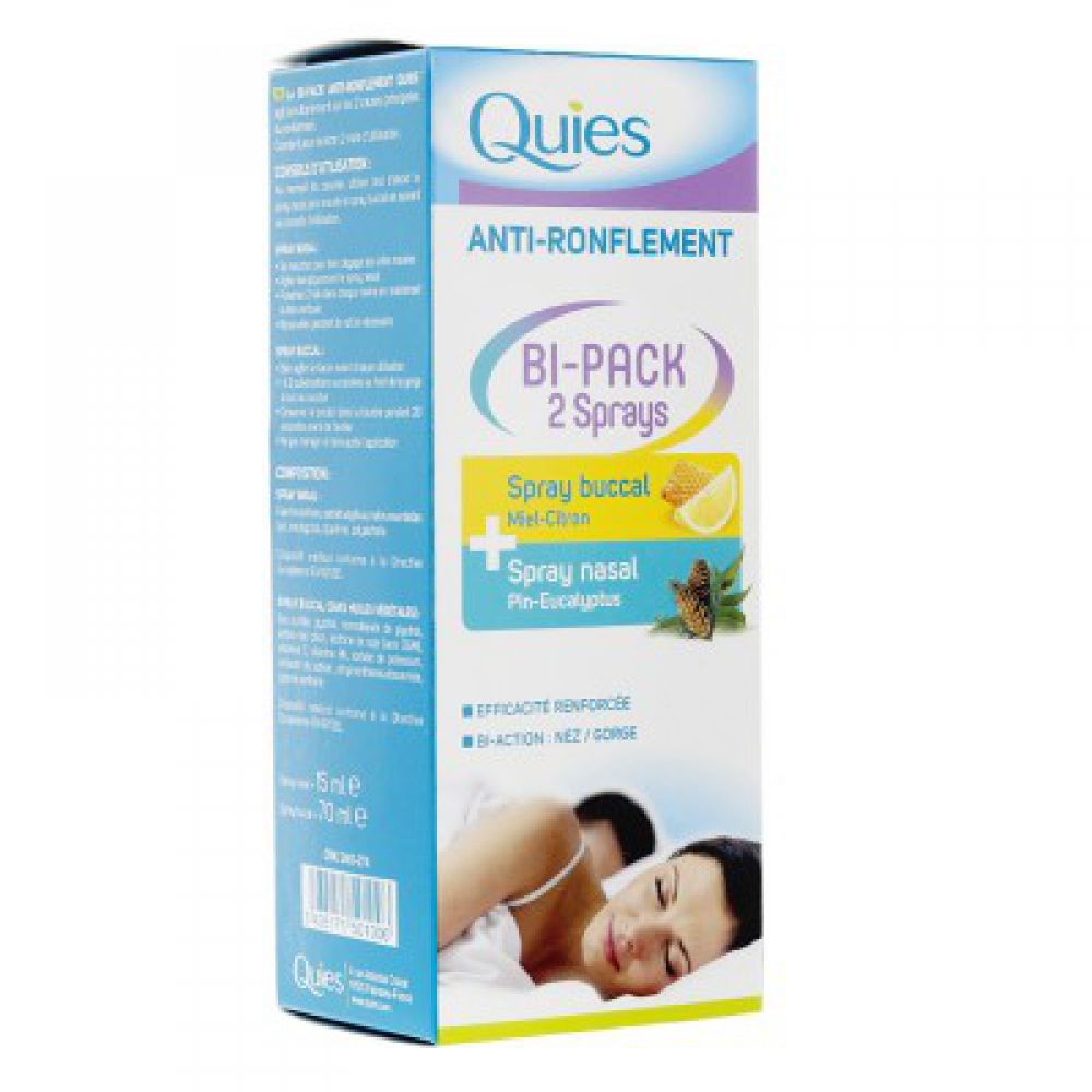 Bi-pack anti-ronflement Quies. Confort respiratoire