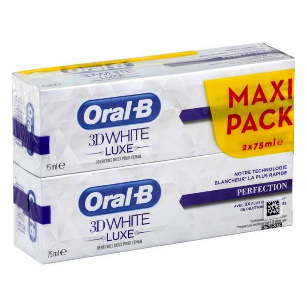 Oral-B - Dentifrice 3D white luxe perfection Maxi Pack - 2 x 75ml