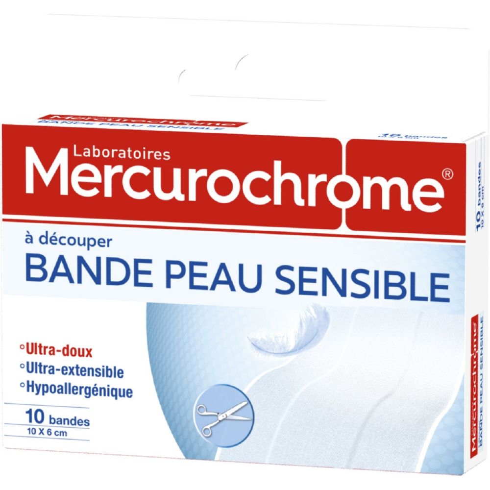 Mercurochrome - Bande Peau sensible - 10 bandes