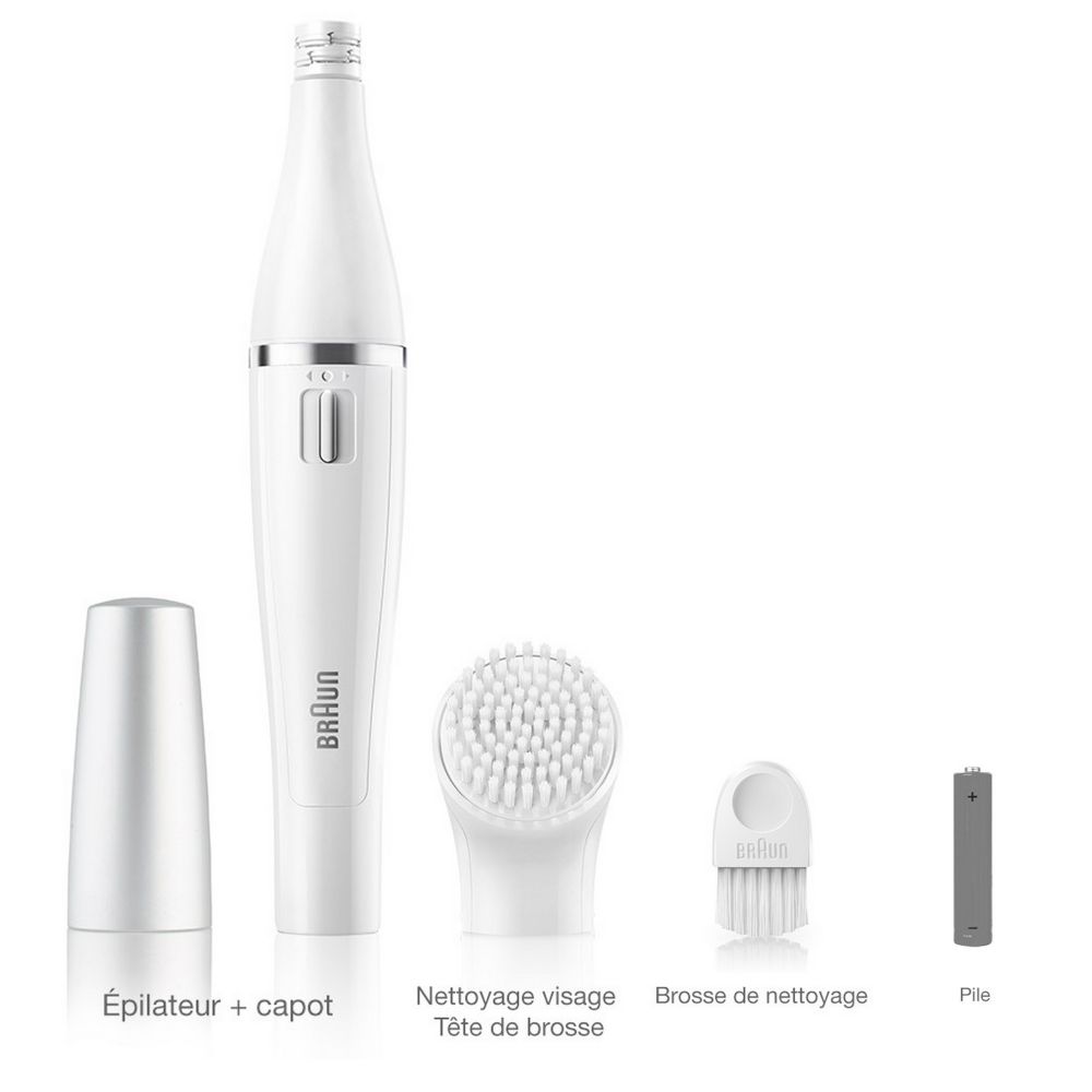 Braun - Face Spa Epilateur Visage + Brosse Nettoyante + Miroir + Pochette de Rangement