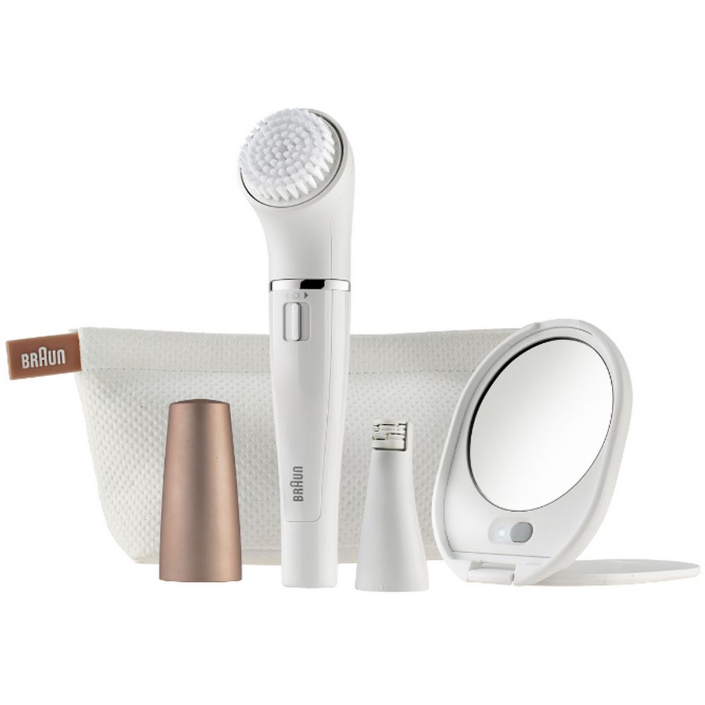 Braun - Face Spa Epilateur Visage + Brosse Nettoyante + Miroir + Pochette de Rangement