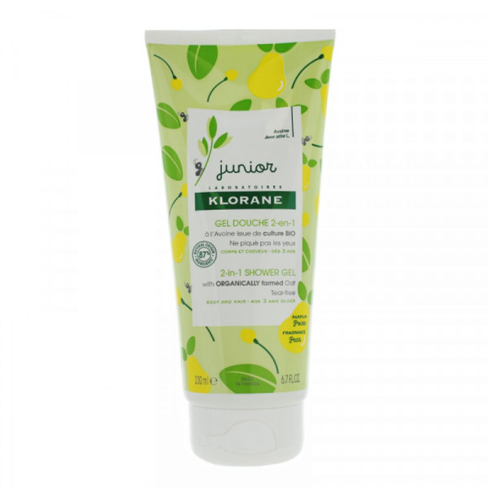 Klorane Junior - gel douche 2 en 1 parfum poire - 200 ml