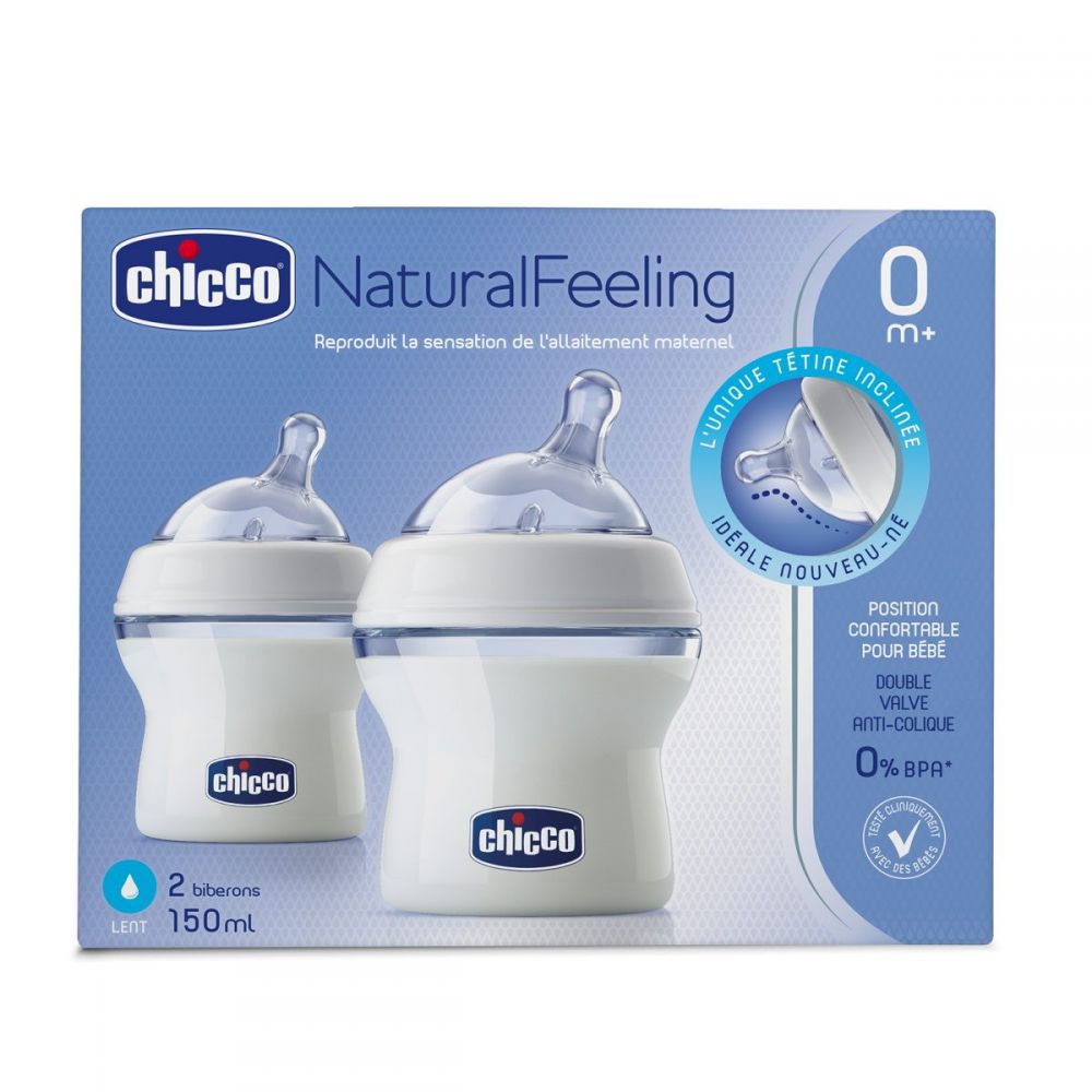 Chicco - Biberon NaturalFeeling 0 mois à flux lent