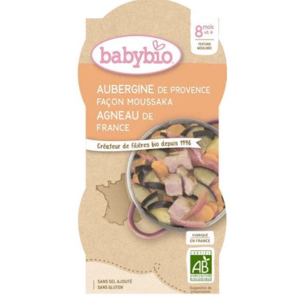 Babybio - Aubergine façon moussaka Agneau français dès 8 mois - 2x200g