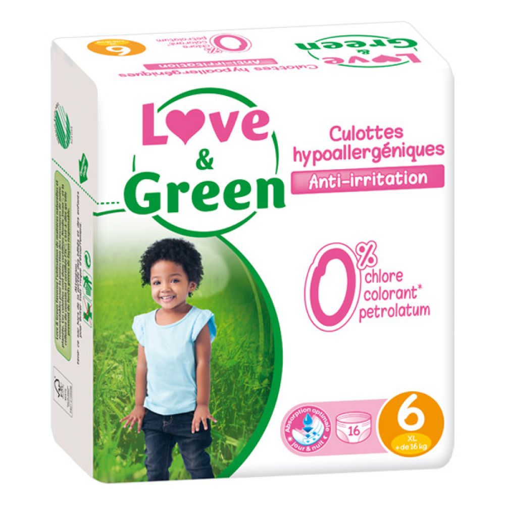 Love and Green couches hypoallergeniques taille 4+ paquet de 42