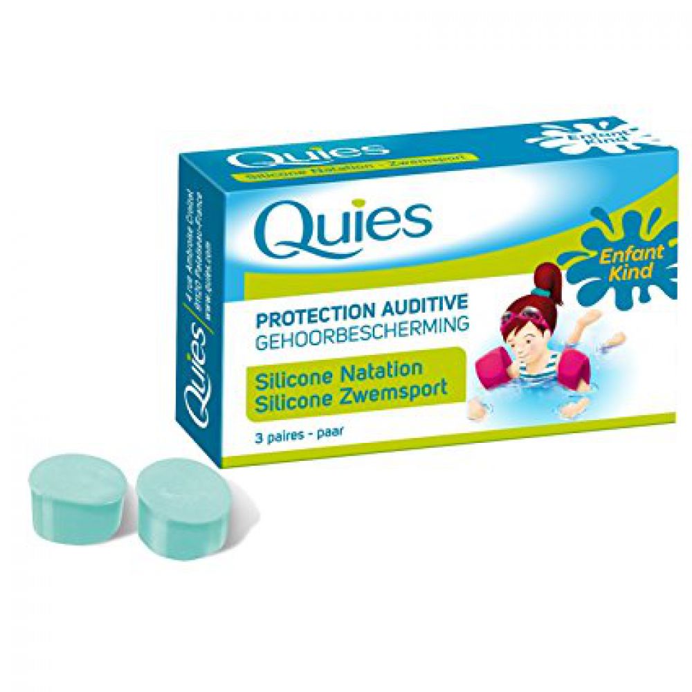 Quies - Protection auditive silicone natation enfant - 3 paires