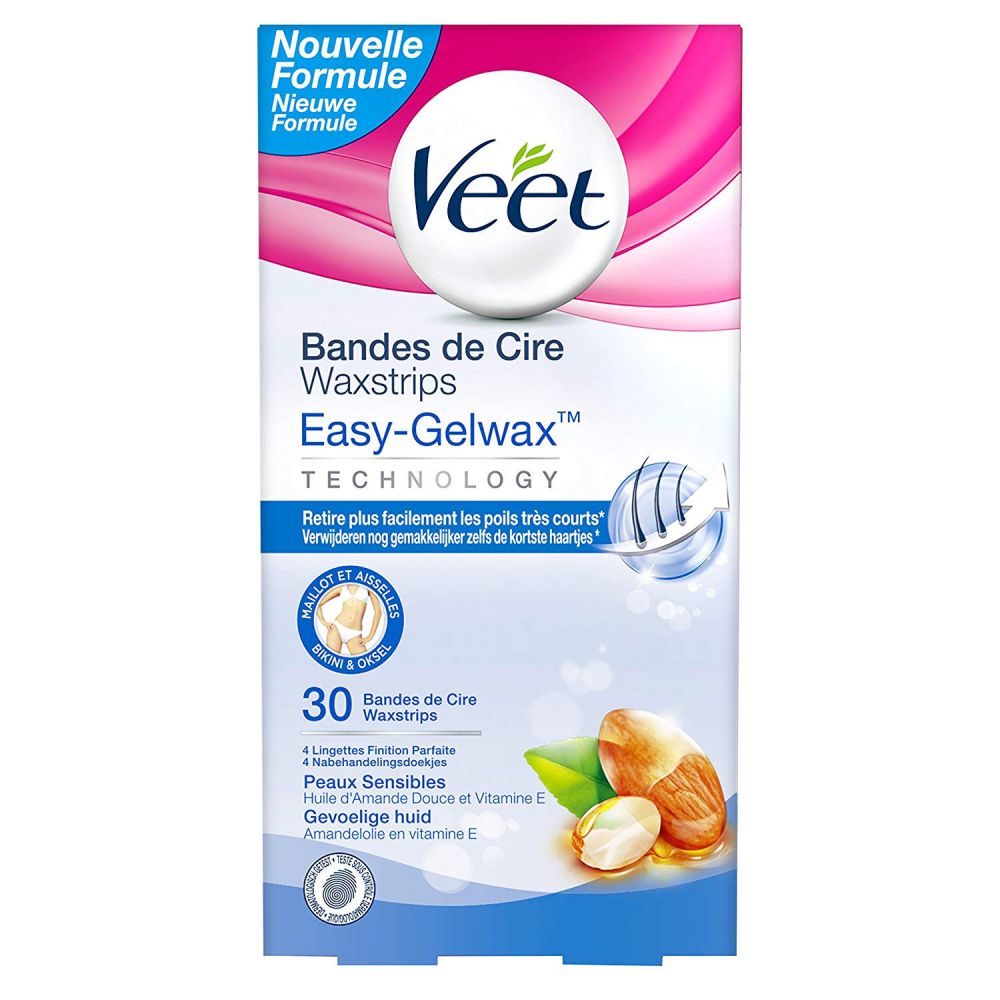 Veet - Bandes de cire froide peaux sensibles - 30 bandes