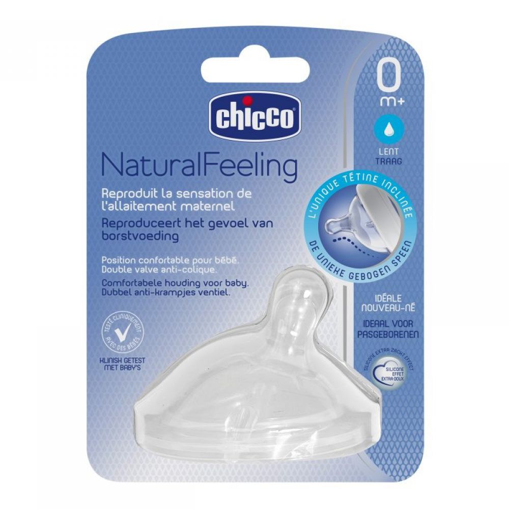 Chicco - Tétine NaturalFeeling inclinée 0 mois à Flux lent