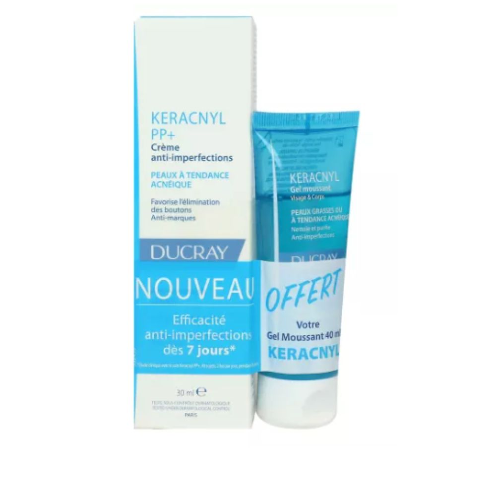 Ducray - Keracnyl PP+ crème anti-imperfections + gel moussant offert - 30mL + 40mL