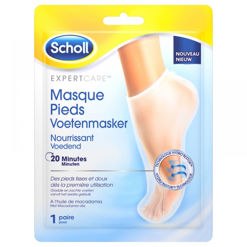 Scholl - Masque Pieds Nourrissant à l'huile de Macadamia - 1 paire