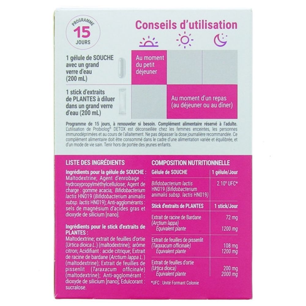 Probiolog - Détox - 15 sticks + 15 gélules