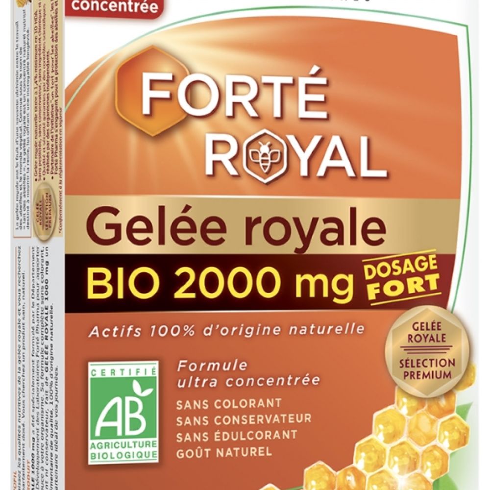 Forté Pharma - FortéRoyal Gelée royale Bio 2 000 mg - 20 ampoules - 3700221300152