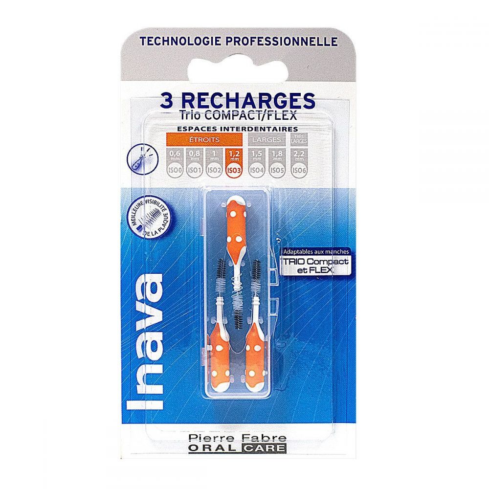 Brossettes interdentaires 3 recharges orange - Étroits 1.2 mm