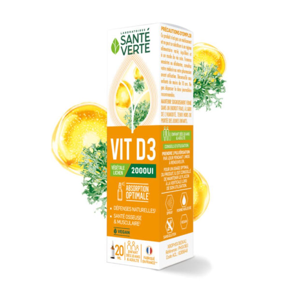 Santé verte - VitD3 2000ui végétale - 20ml