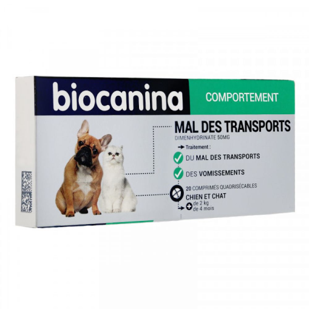Biocanina - Mal des transports - 20 comprimés quadrisécables