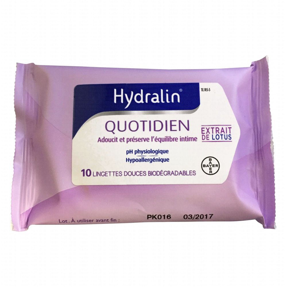 Hydralin - Quotidien lingettes douces - Sachet de 10 lingettes