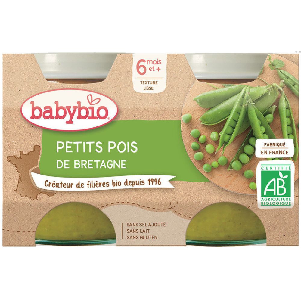 Babybio - Petits pois d'Aquitaine dès 6 mois - 2x130g