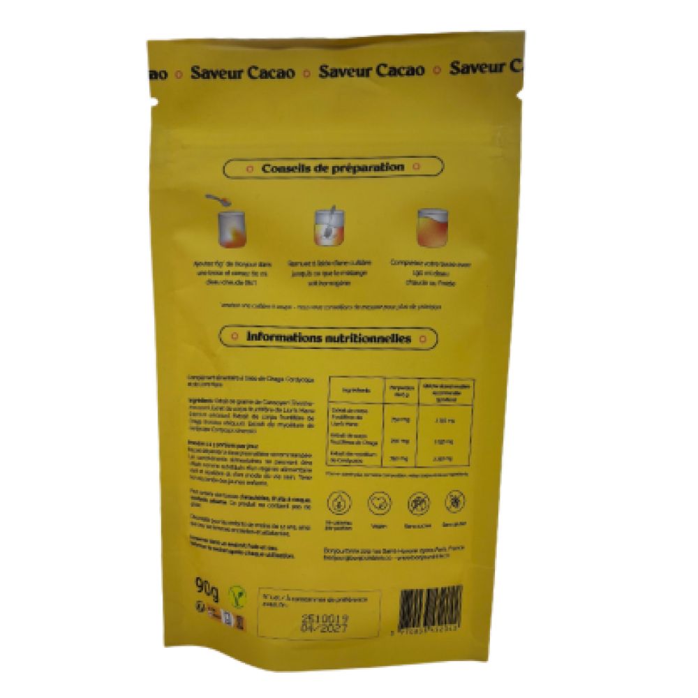 Bonjourdrink - Super Café aux champignons adaptogènes - Saveur Cacao - 15 portions 90g