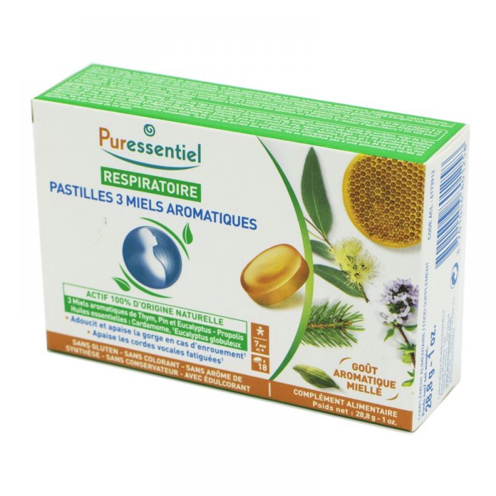 Puressentiel - Respiratoire Pastilles 3 miels aromatiques - 18 pastilles