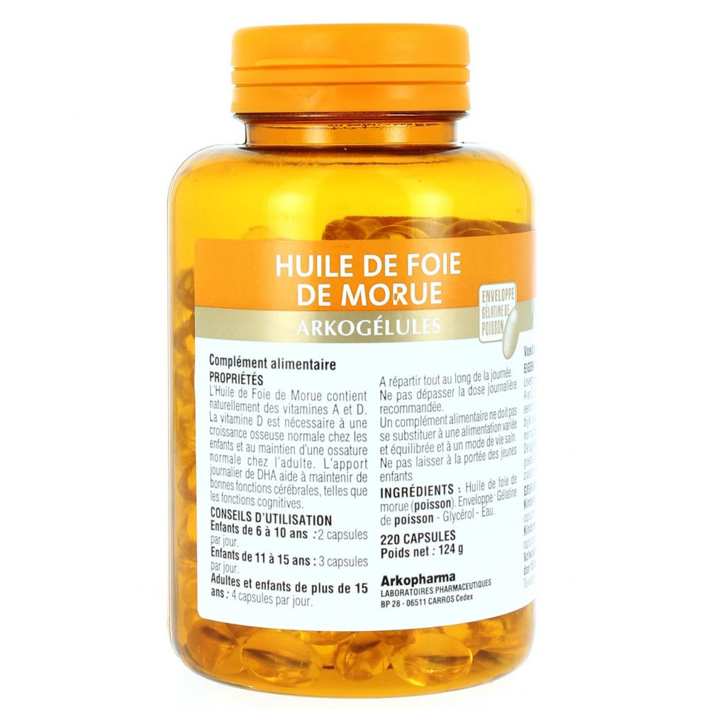 Arkopharma - Huile de foie de morue Source de vitamines A et D