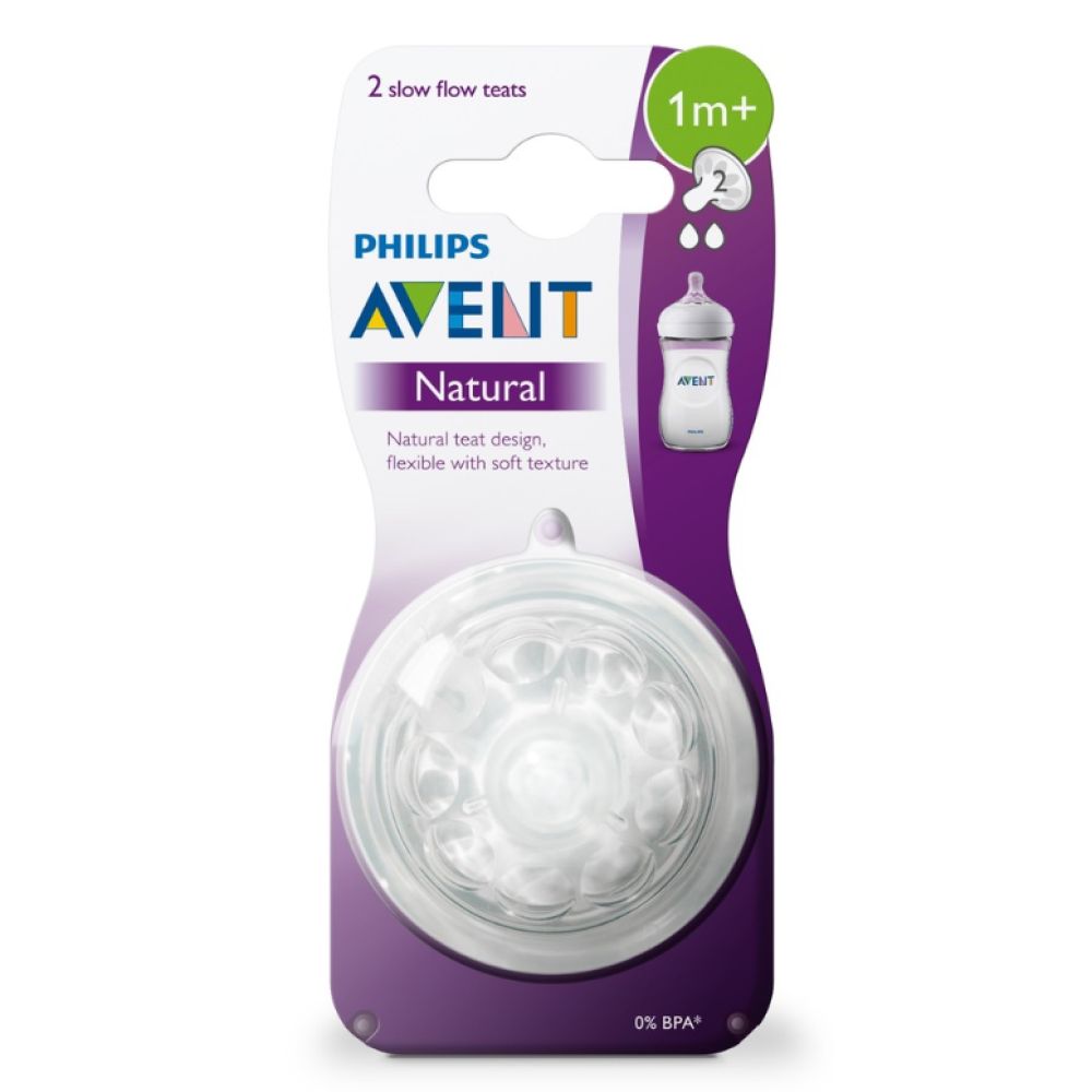 Philips - Avent Natural tétines débit lent 1m+ - 2 tétines