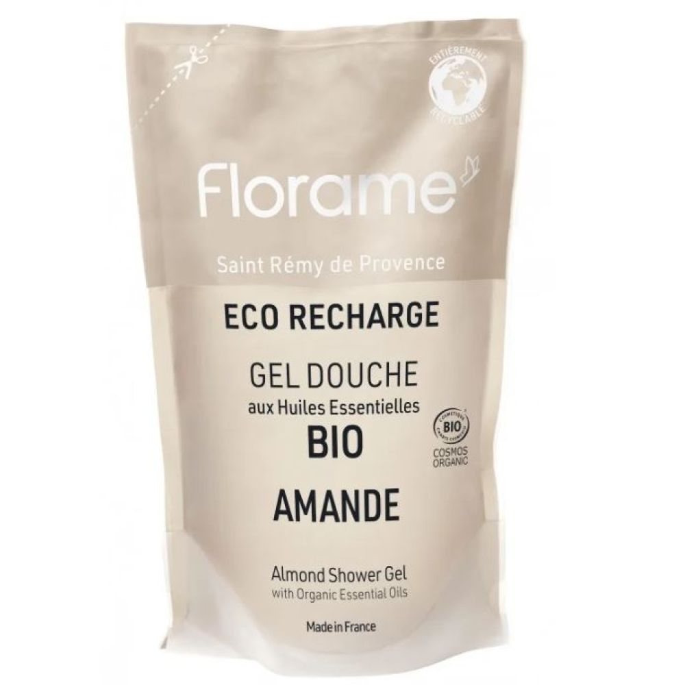 Florame - Eco recharge gel douche aux HE BIO amande - 700mL