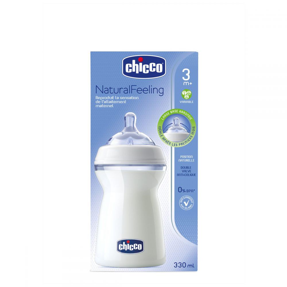 Chicco - Biberon NaturalFeeling 3 mois et plus à Flux variable - 330ml