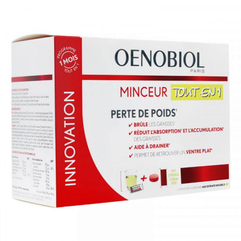 Oenobiol Minceur Tout En 1 Perte De Poids 30 Sticks 60 Comprimés